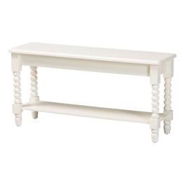 Baxton Studio - Bayard Accent Bench with Bobbin Legs - Spindle Leg Entryway Bench with Shelf, Hallway or Mudroom Seating - White