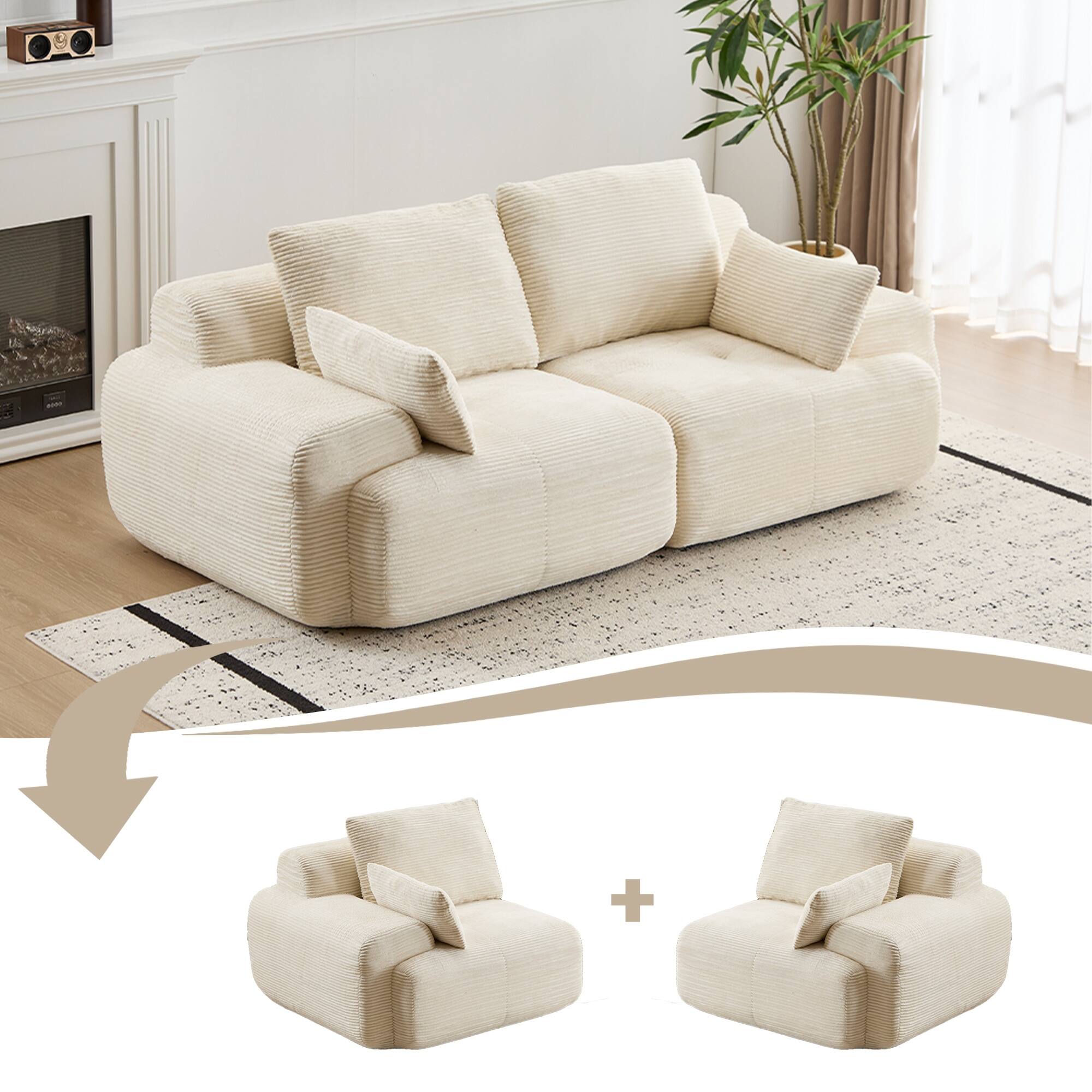 Boyel Living Compressed Memory Foam Loveseat Sofa Bed Beige - Best Buy