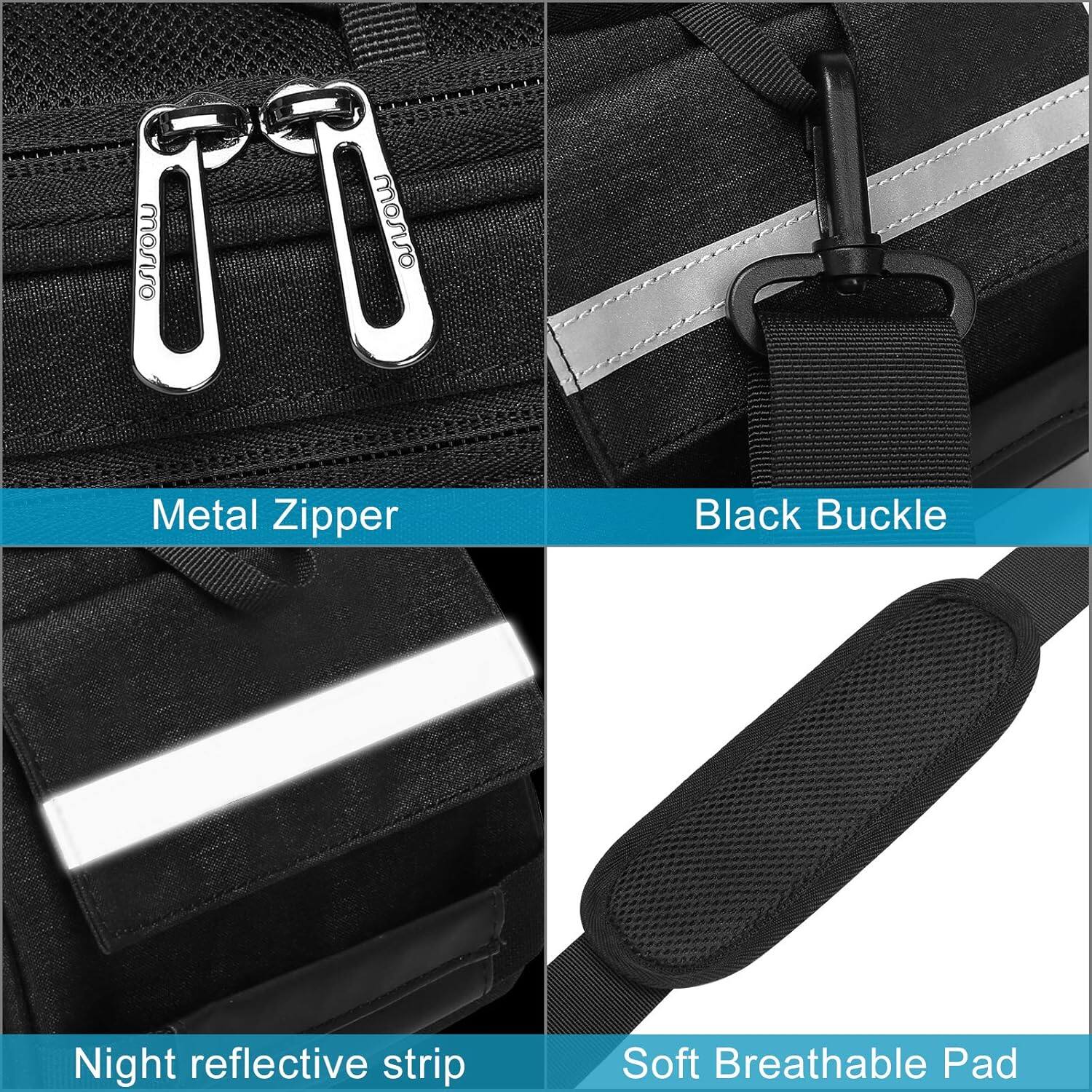 Metal Zipper  
Black Buckle  
Night reflective strip  
Soft Breathable Pad
