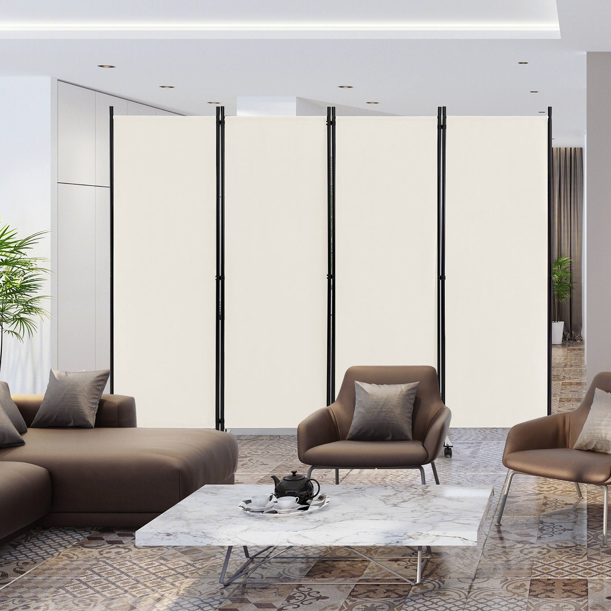 Alt View 1. Costway - Costway 4-Panel Folding Room Divider 6FT Rolling Privacy Screen with Lockable Wheels - White.