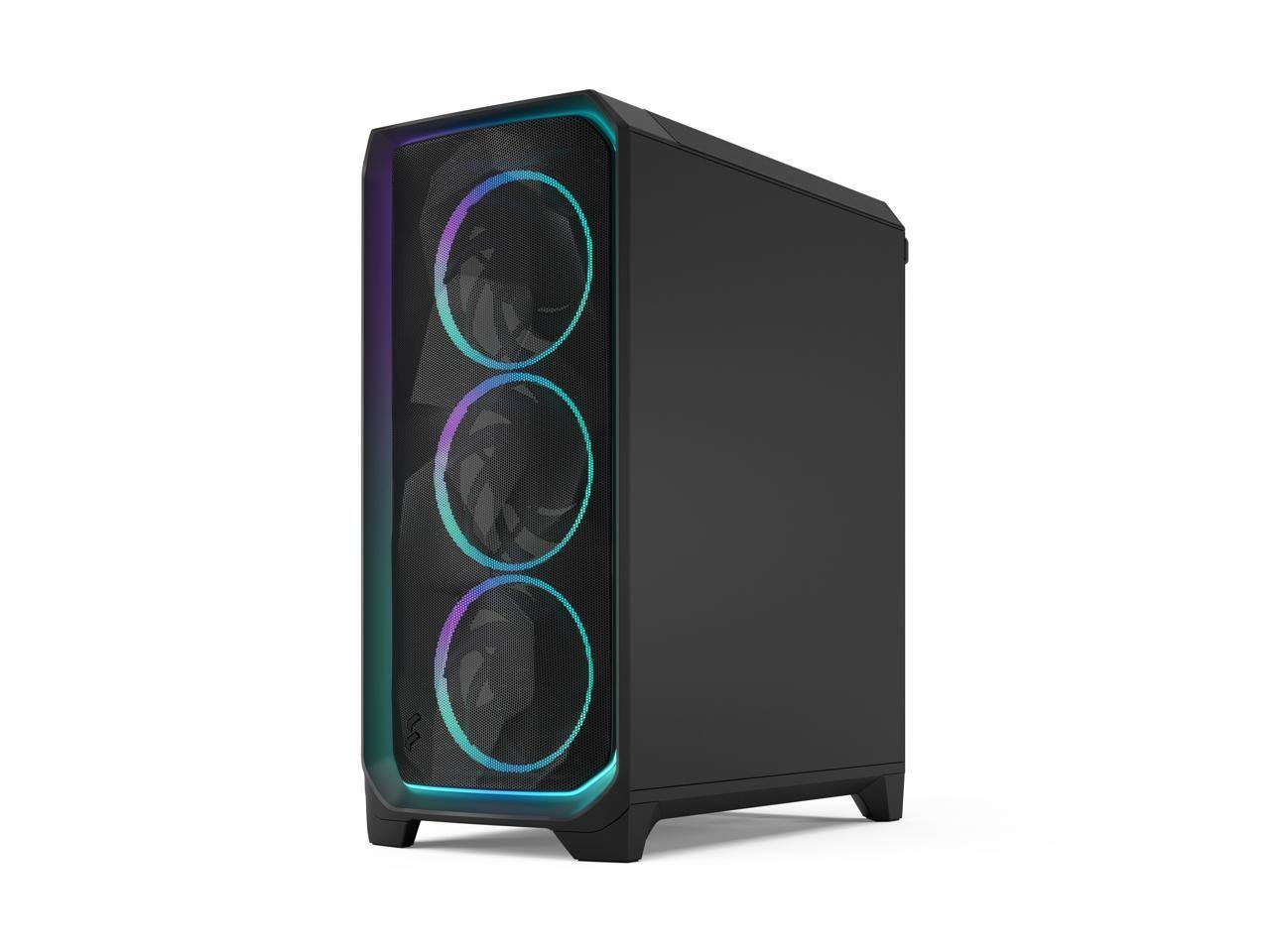 Alt View 1. Fractal Design - Fractal Design Meshify 3 Ambience Pro RGB ATX mATX Mid Tower PC Case - Black Chassis with Light Tinted TG Side Panel - Black.