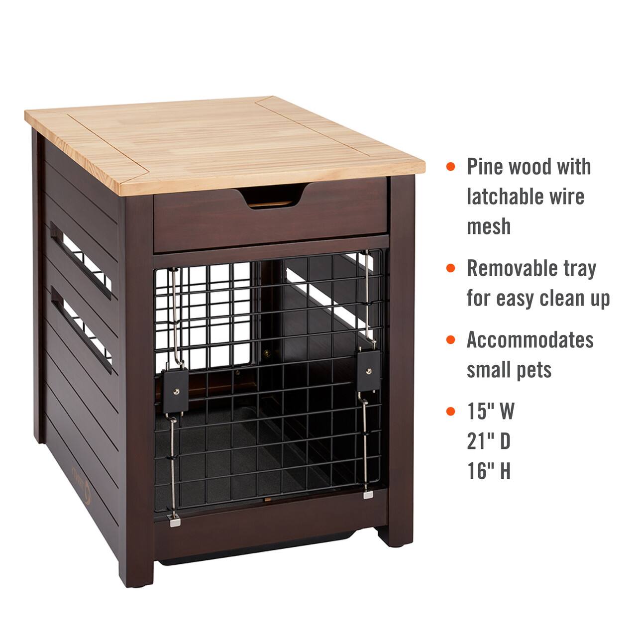 Alt View 11. TRINITY - 18" Espresso Brown Pet Crate End Table w/ Drawer - Espresso Brown.