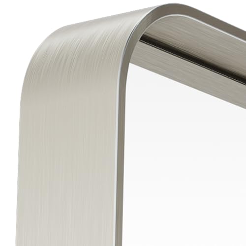 Cedar Assembly - Mirror 48 X 24 Vanity Mirrors For Wall Decor Matte Bathroom Tempered Glass Modern Farmhouse Mounted Decor - Brushed Nickel-36"L x 42"W