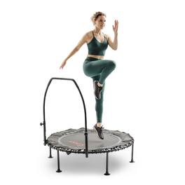 Sunny Health & Fitness - Active 48-Inch Fitness Trampoline with Adjustable Handlebar - Black