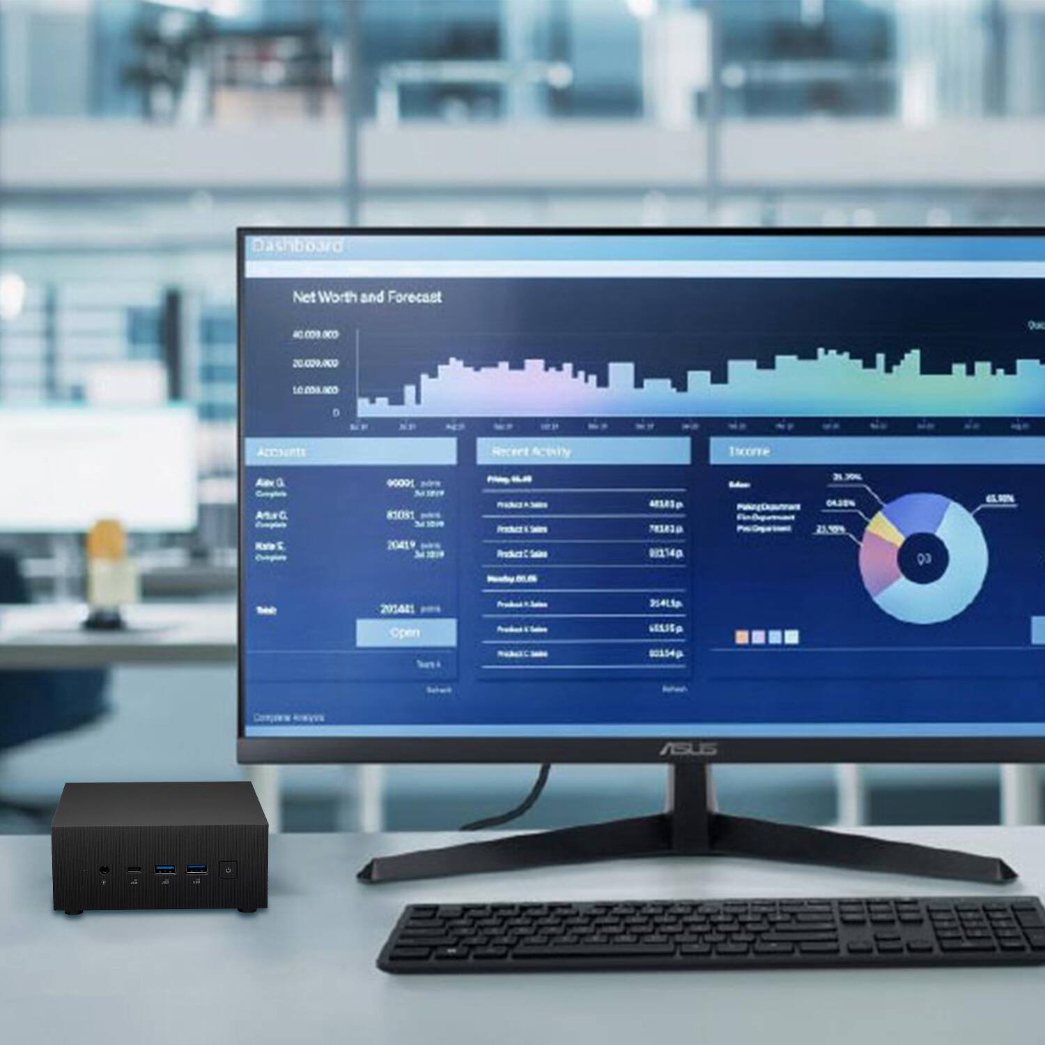 Alt View 5. ASUS - ExpertCenter PN65 Desktop - Intel Core Ultra 7 155H with 16GB DDR5 RAM - 512GB SSD - Windows 11 Pro - Black - Black.