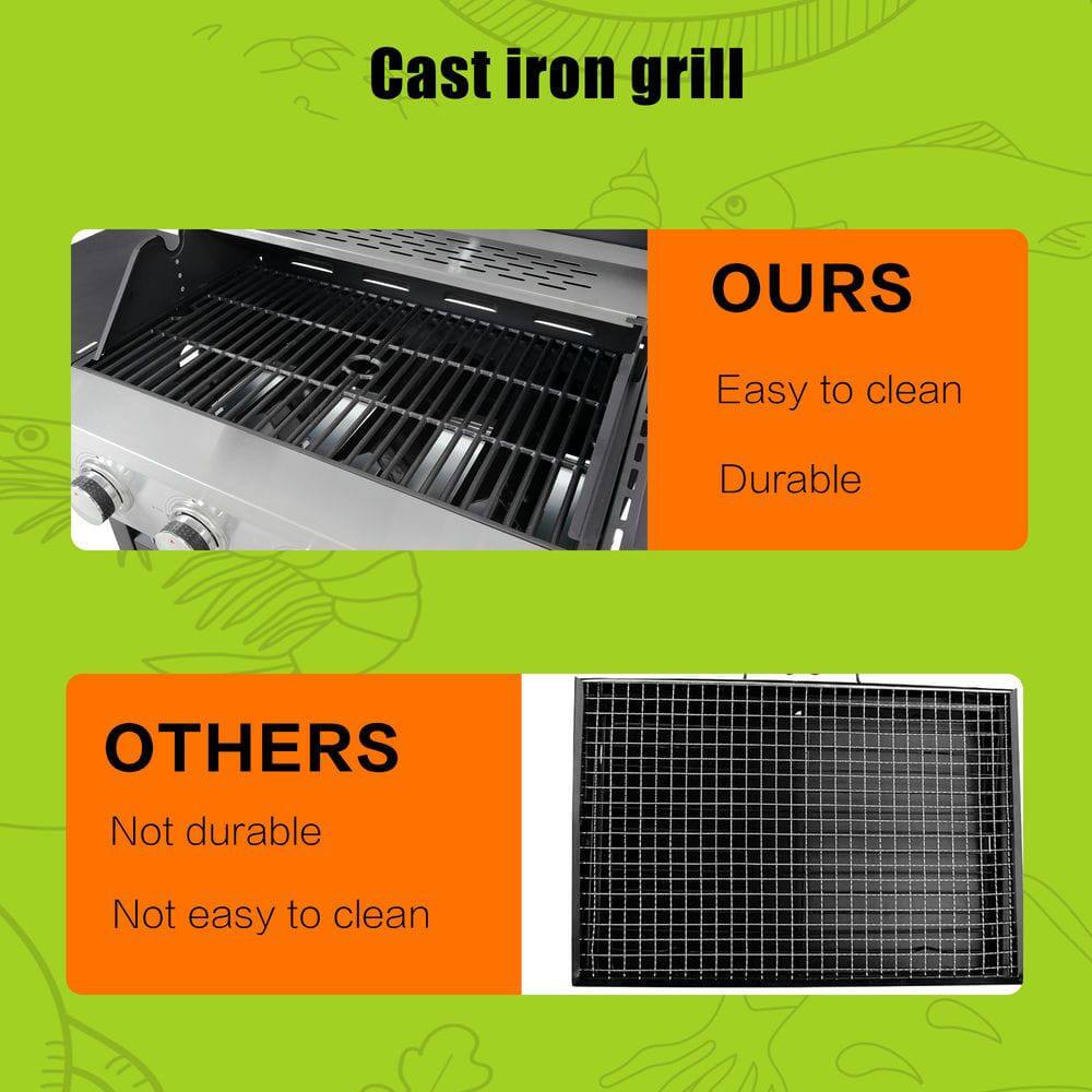 Cast iron grill

OURS
- Easy to clean
- Durable

OTHERS
- Not durable
- Not easy to clean