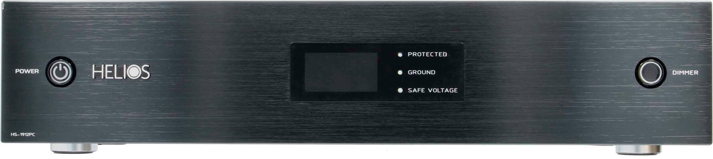 The text on the image reads "HELiOS PROTECTED GROUND SAFE VOLTAGE DIMMER HS-1912PC."