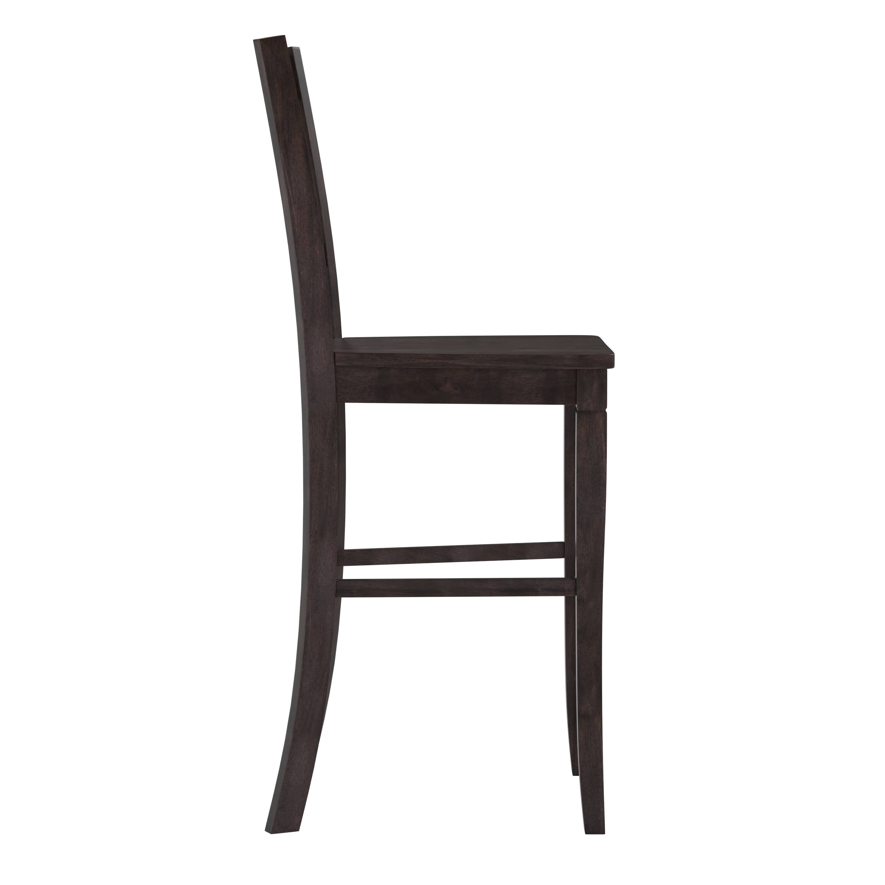 Alt View 9. Emma + Oliver - Lara Set of 2 Wooden Modern Farmhouse Bar Height Dining Stool with Decorative Carved Backrest and Wood Seat - Gray Wash Walnut.