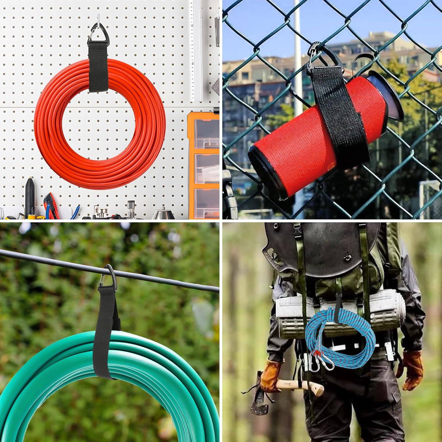 Left. THIRSTY TURTLE - 8-Pack Heavy-Duty Extension Cord Organizer Straps with Hanging Buckles.