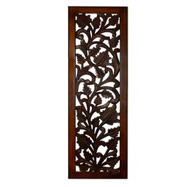 Manhattan Lane - Mango Wood Wall Panel Hand Crafted with Leaves and Scroll Work Motif - Brown