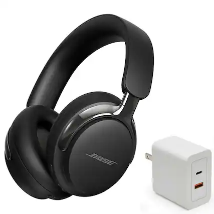 Front. Bose - Bose QuietComfort Ultra Bluetooth Headphones (2nd Gen) Bundle with Fast Charger, Noise Cancelling (Black) - Black.