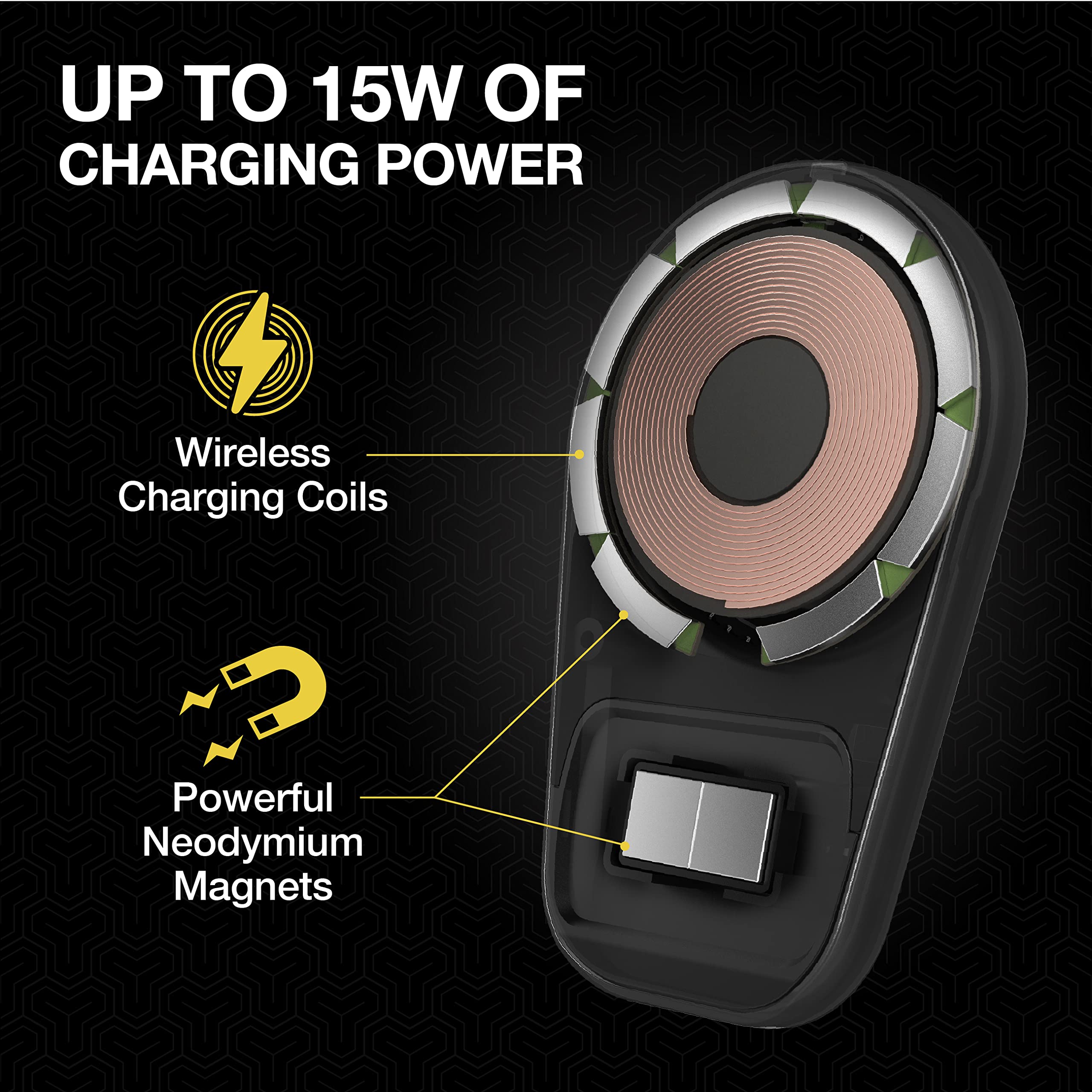 UP TO 15W OF CHARGING POWER

Wireless Charging Coils

Powerful Neodymium Magnets