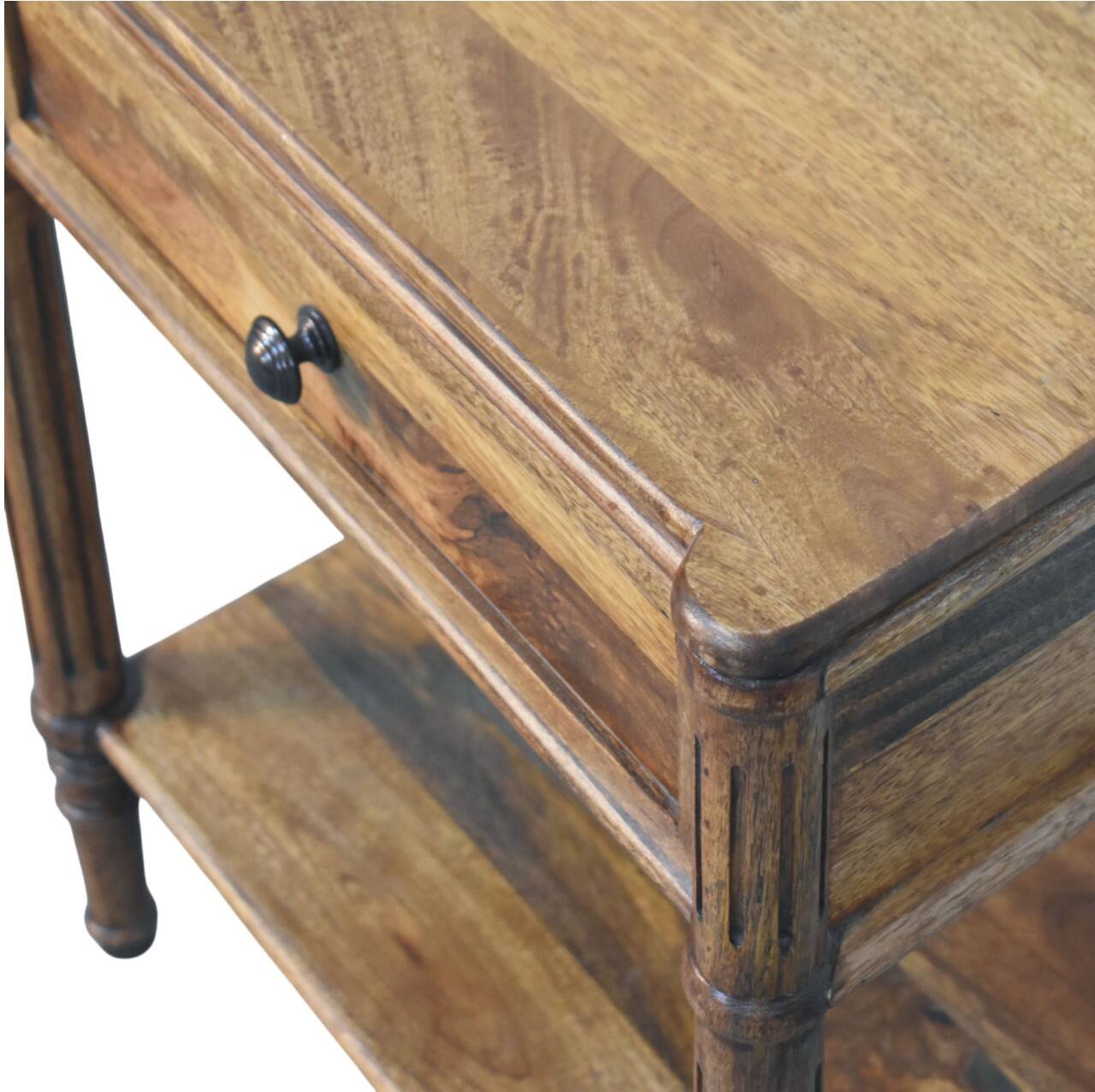 Alt View 2. Artisan Furniture - Artisan Furniture Solid Wood Heritage Column Side Table, 1 Drawer & 1 Open Slot, Brown - Brown.