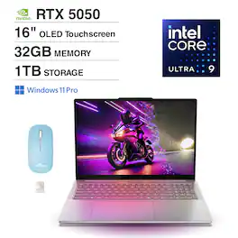 Lenovo - Yoga Pro 9i Laptop 16.0 2.8K Display (Ultra 9-285H, 32GB, 1TB SSD, Win 11 Pro) w/Dockztorm Wireless Mouse - Luna Grey