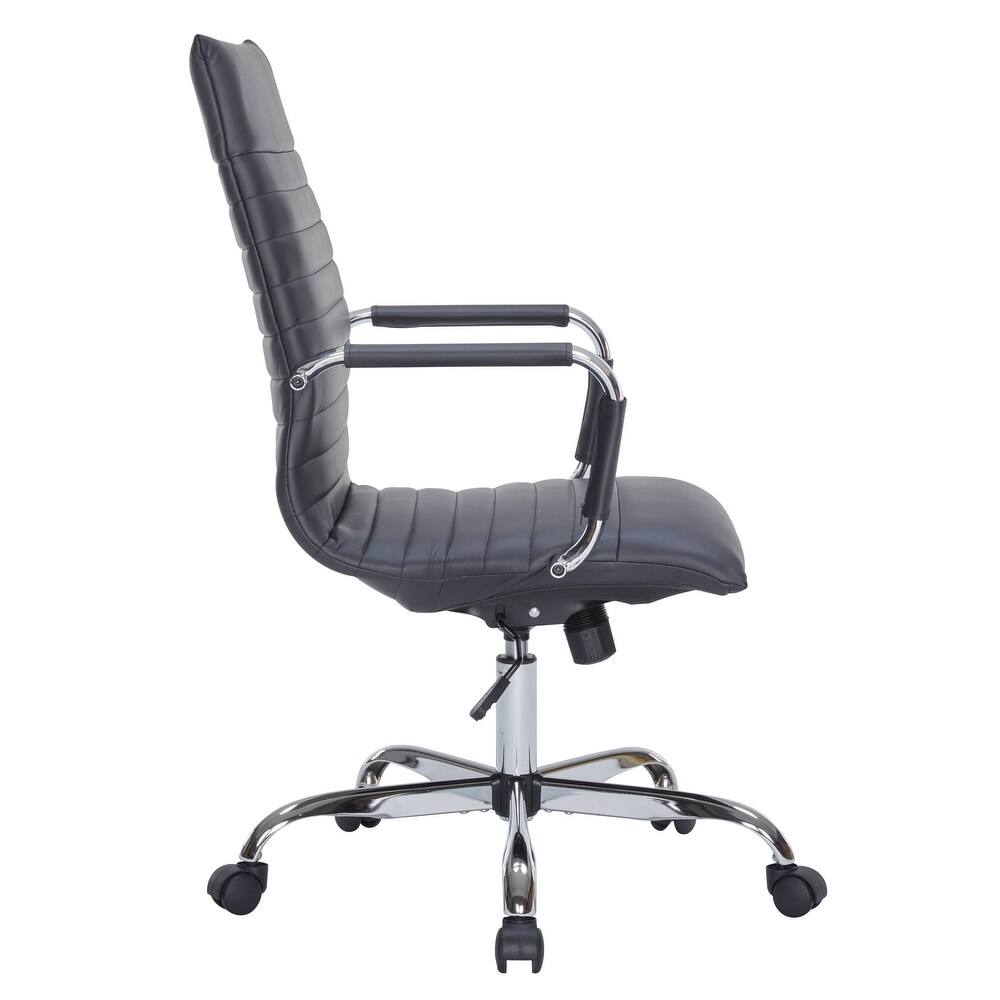 Alt View 4. LeisureMod - Harris High-Back Office Chair, Leather Upholstery with Gold Metal Frame Modern Armless Desk Chair for Conference Seating - Black.