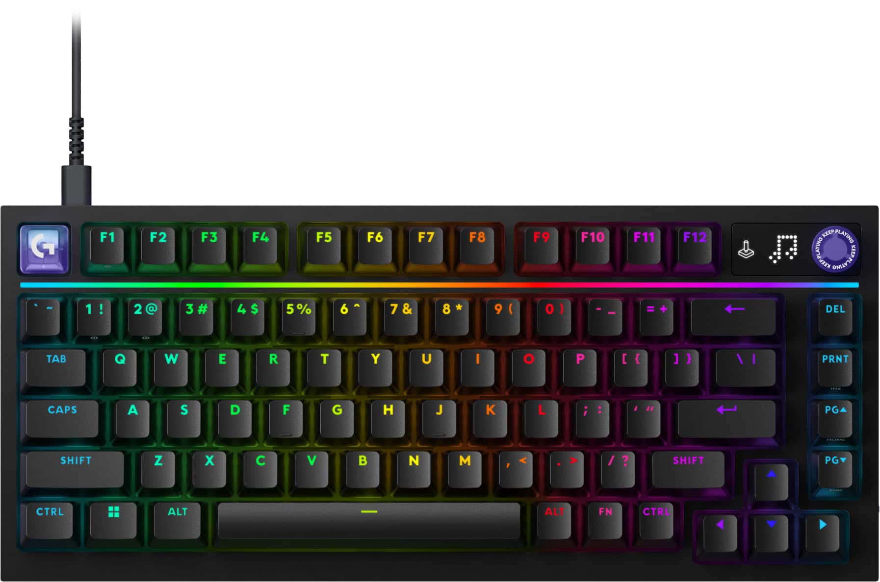 Logitech - G316 X 75 Gaming Keyboard with Hot-Swappable Tactile Switches, USB-C, RGB LIGHTSYNC for PC