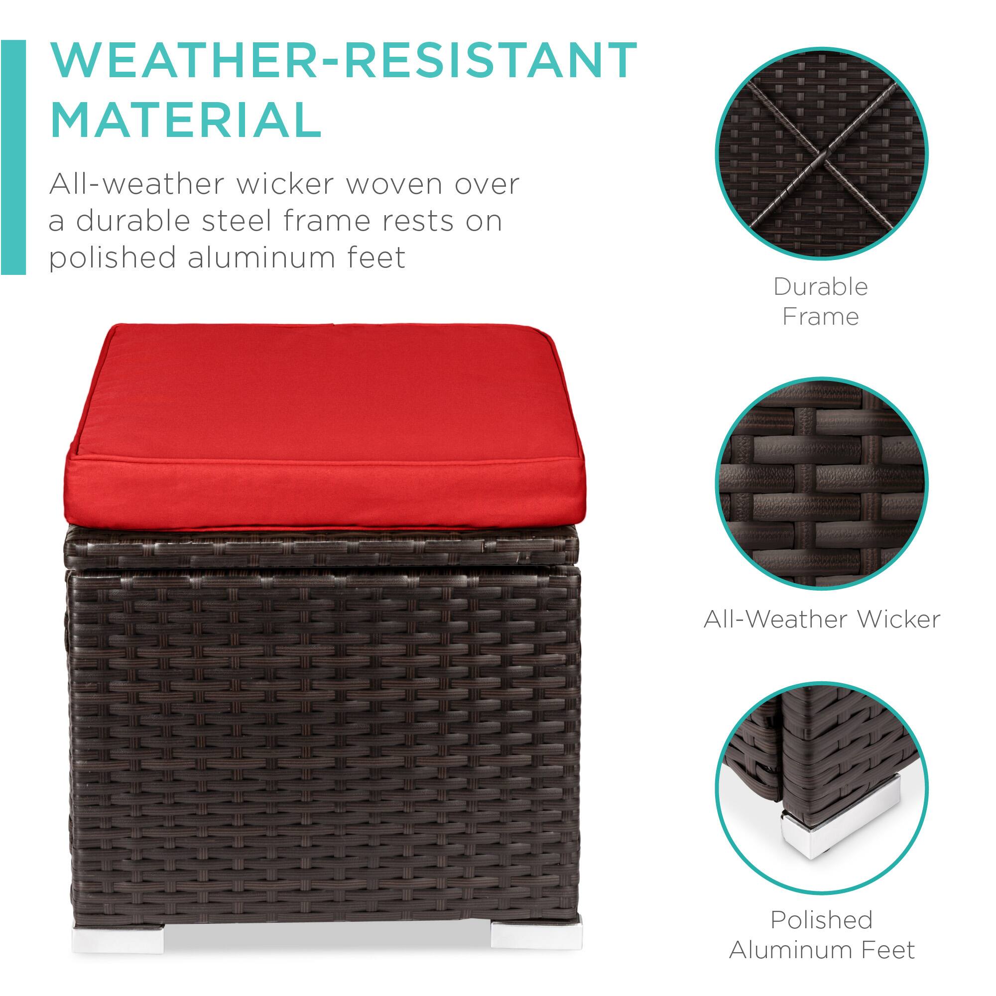 WEATHER-RESISTANT MATERIAL

All-weather wicker woven over a durable steel frame rests on polished aluminum feet

- Durable Frame
- All-Weather Wicker
- Polished Aluminum Feet