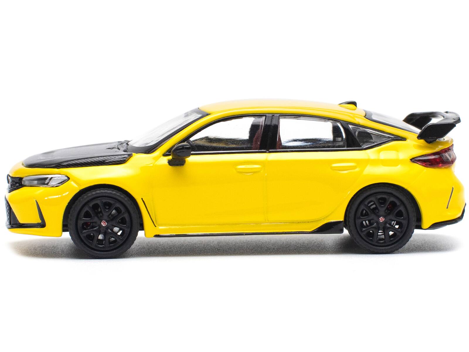 Left. Pop Race - Honda Civic Type R FL5 Yellow with Carbon Hood 1/64 Diecast Model Car by Pop Race - Yellow with Carbon.