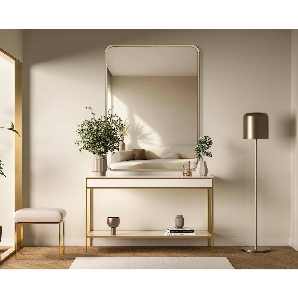 Alt View 7. Elegant Decor - Contour Metal Rectangle Mirror 27x36 in Brass - Brass.