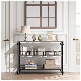 GARVEE - Console Table with Storage, 43" Narrow Sofa Table for Behind Couch - 3 Tier Open Shelf Entryway Table for Hallway - Gray