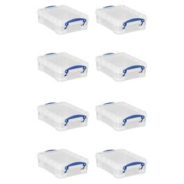 Really Useful Box - 1.75L Storage Bin w/Snap Lid & Clip Lock Handle, 8 Pack - Clear
