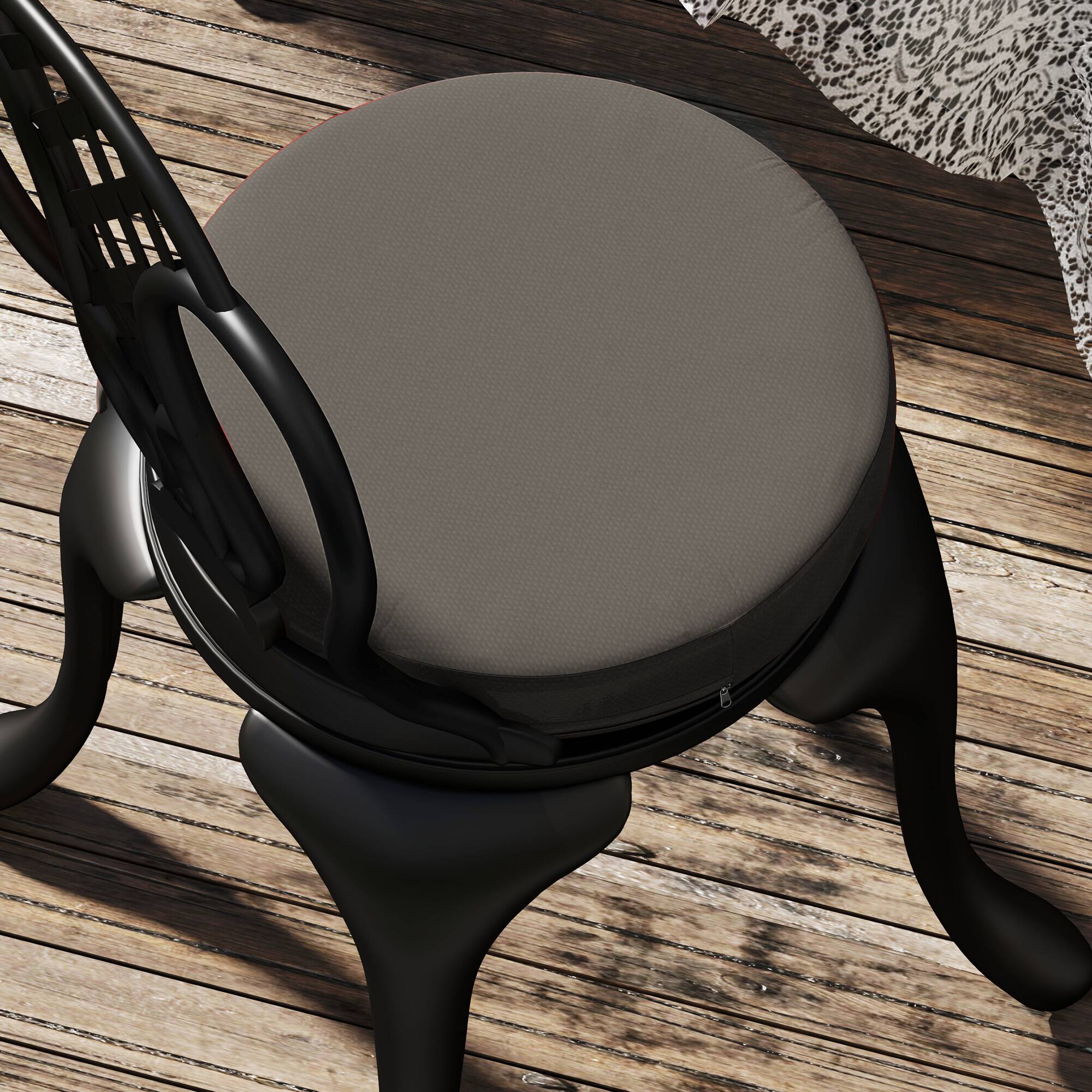 Alt View 8. Outsunny - Outdoor Bistro Chair Cushions Set of 4 with Machine Washable Cover, 15" x 15" x 3" Thick Round Seat Cushions - Dark Gray.