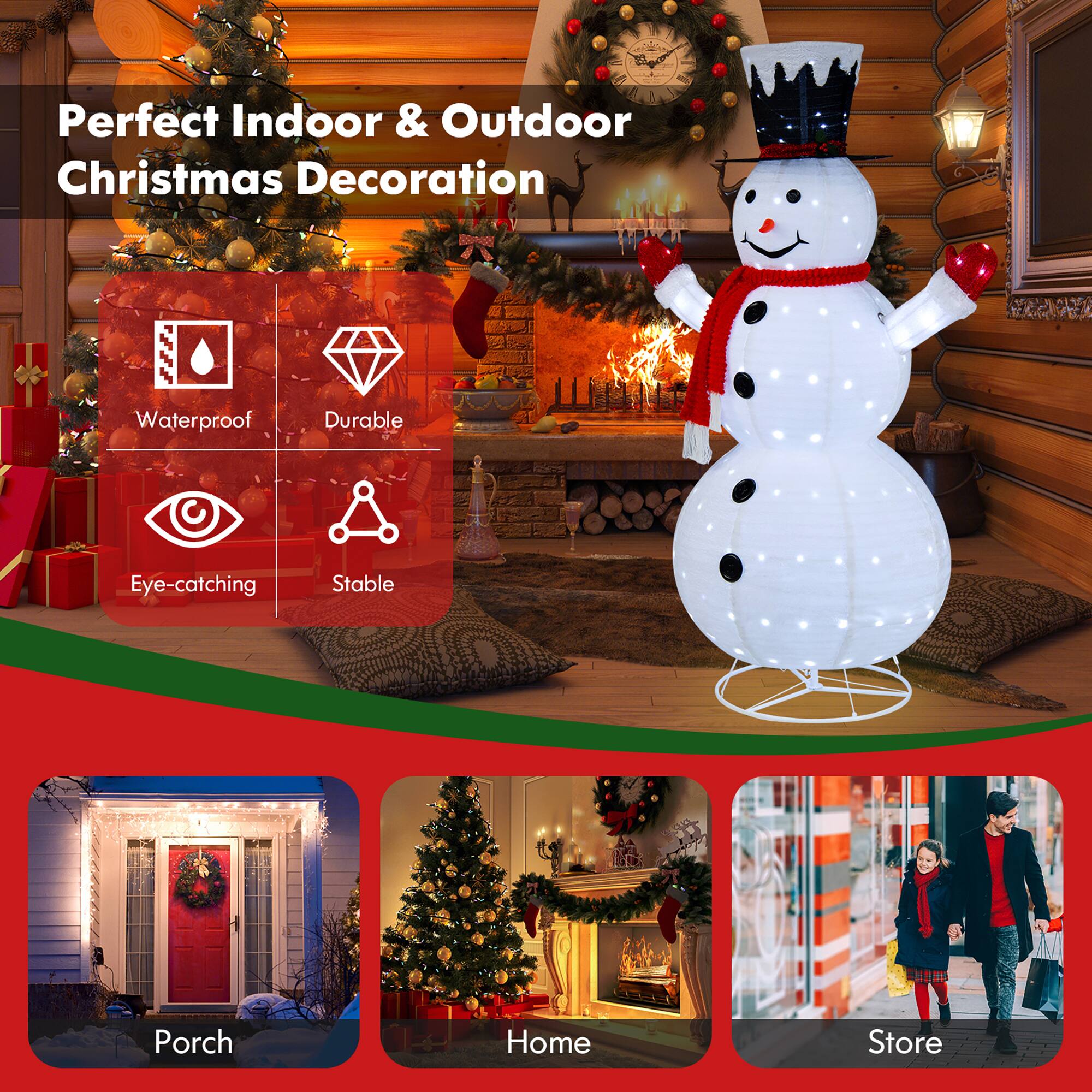 Perfect Indoor & Outdoor Christmas Decoration: Waterproof, Durable, Eye-catching, Stable, Porch, Home, Store.