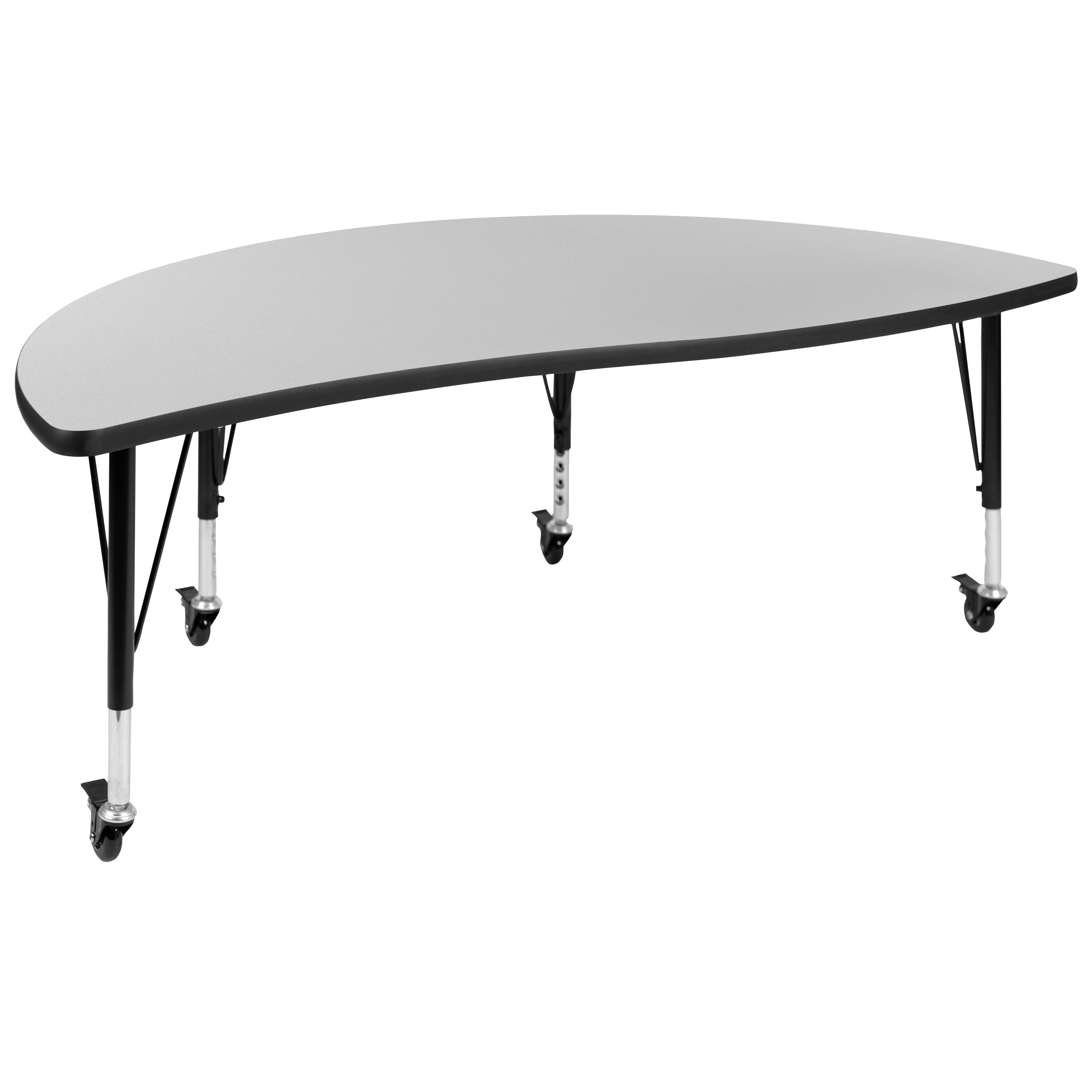 Alt View 9. Emma + Oliver - Mobile 60" Circle Wave Collaborative Laminate Activity Table Set with 14" Student Stack Chairs, Grey/Black - Grey.