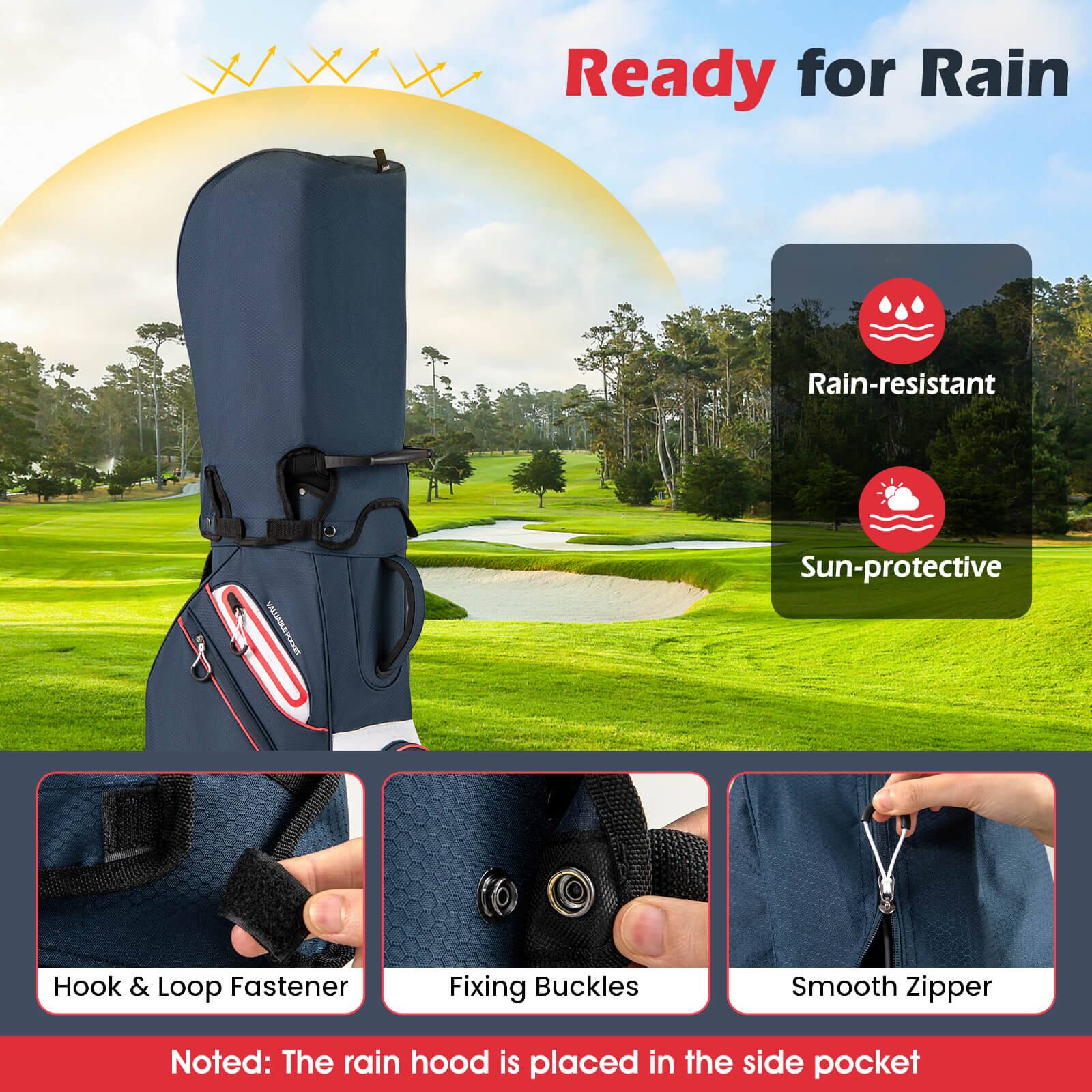 Ready for Rain

- Rain-resistant
- Sun-protective

- Hook & Loop Fastener
- Fixing Buckles
- Smooth Zipper

Noted: The rain hood is placed in the side pocket