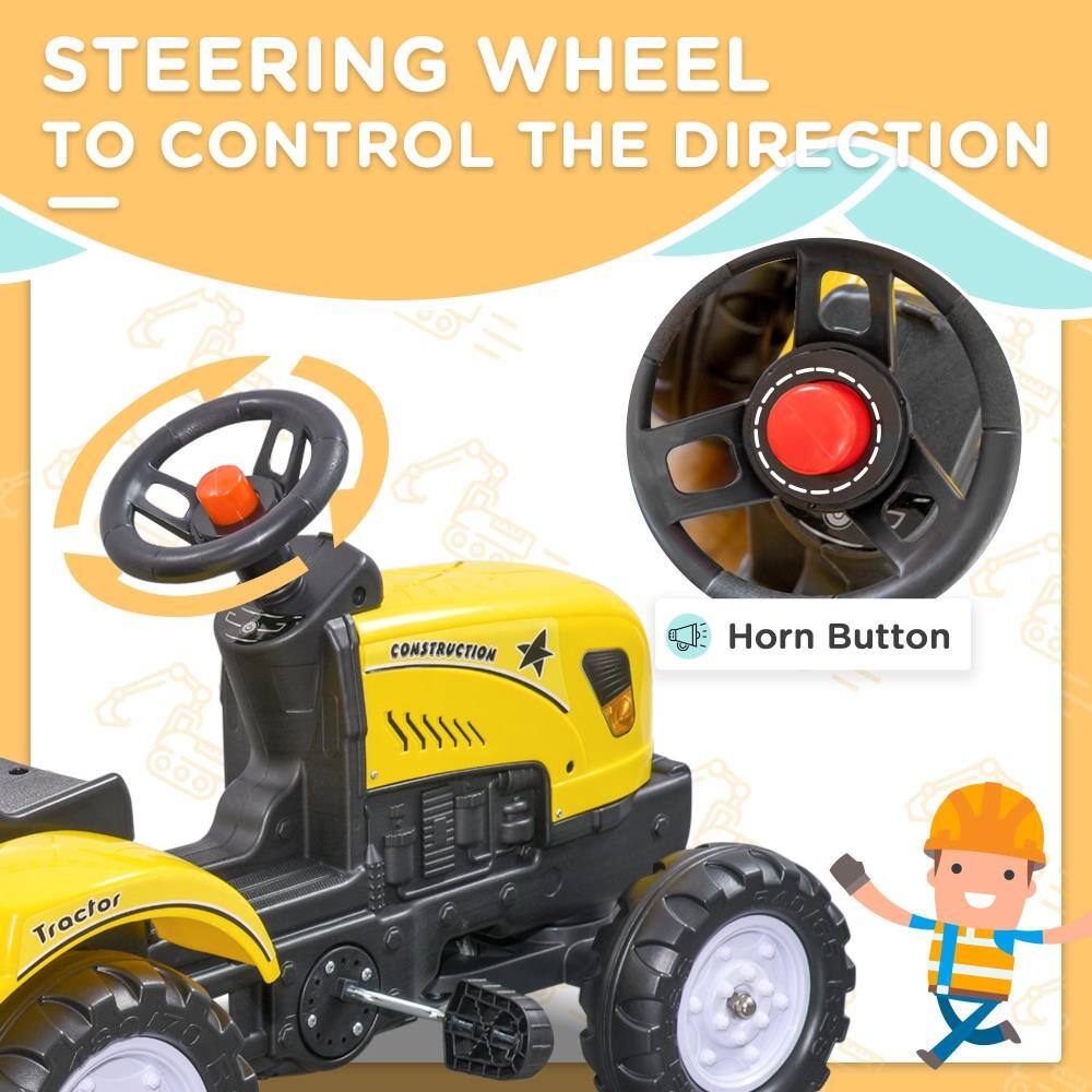 STEERING WHEEL TO CONTROL THE DIRECTION

CONSTRUCTION

Horn Button

Tractor