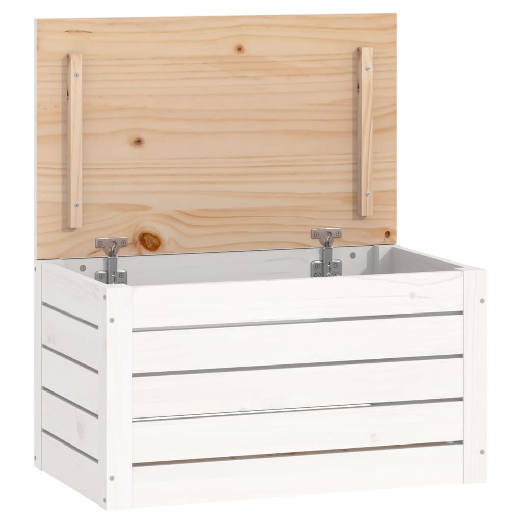 Alt View 1. Boyel Living - 23.4 in.W Rustic White Storage Box Rectangular Solid Pine Wood Medium Storage Box - White.