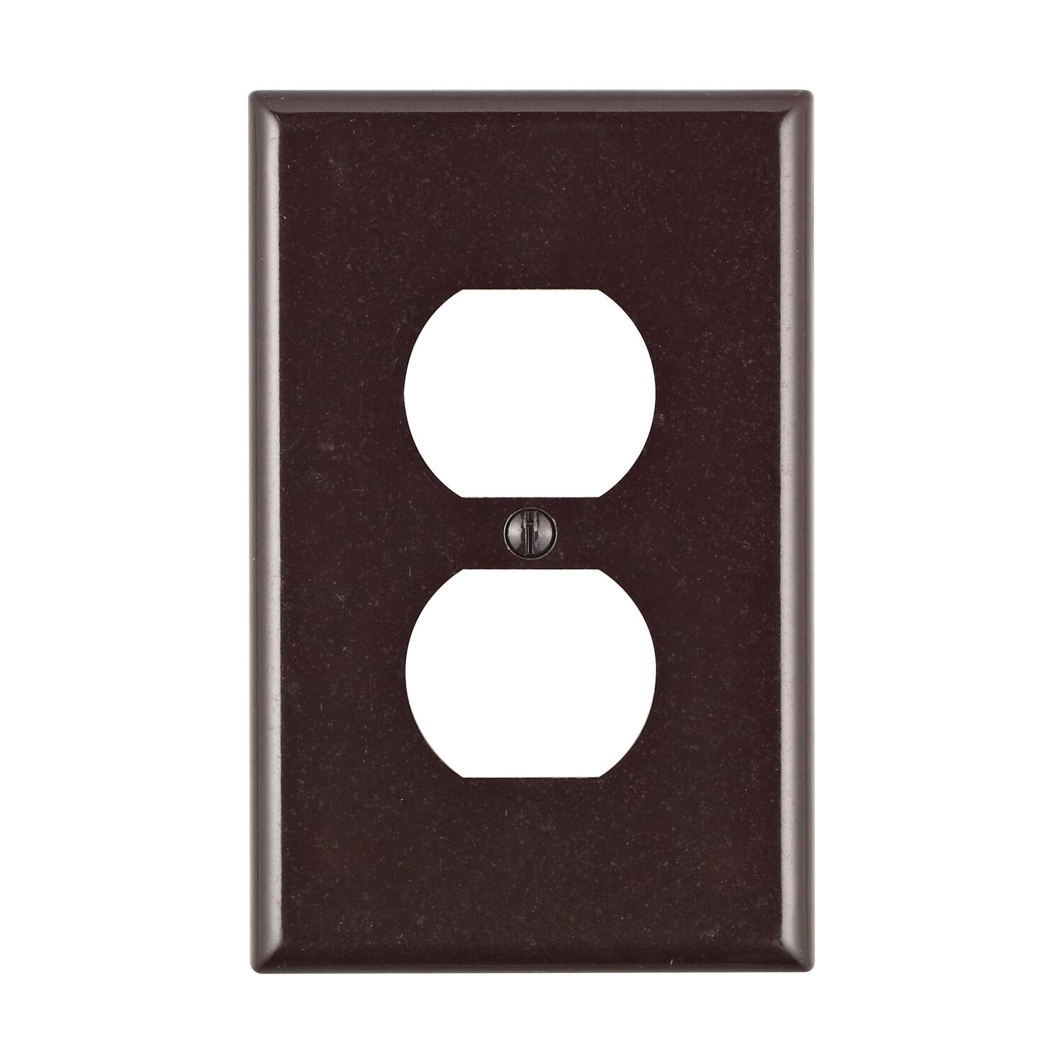 Front. Leviton - Leviton Brown 1 gang Plastic Duplex Wall Plate 1 pk - Brown.