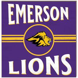 Jardine - Emerson College Lions 10'' x 10'' Retro Team Sign - Purple