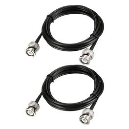 Unique Bargains - BNC Male to Male Coaxial Jumper Cable 50 Ohm 6.6 Feet RG174 2pcs - Black