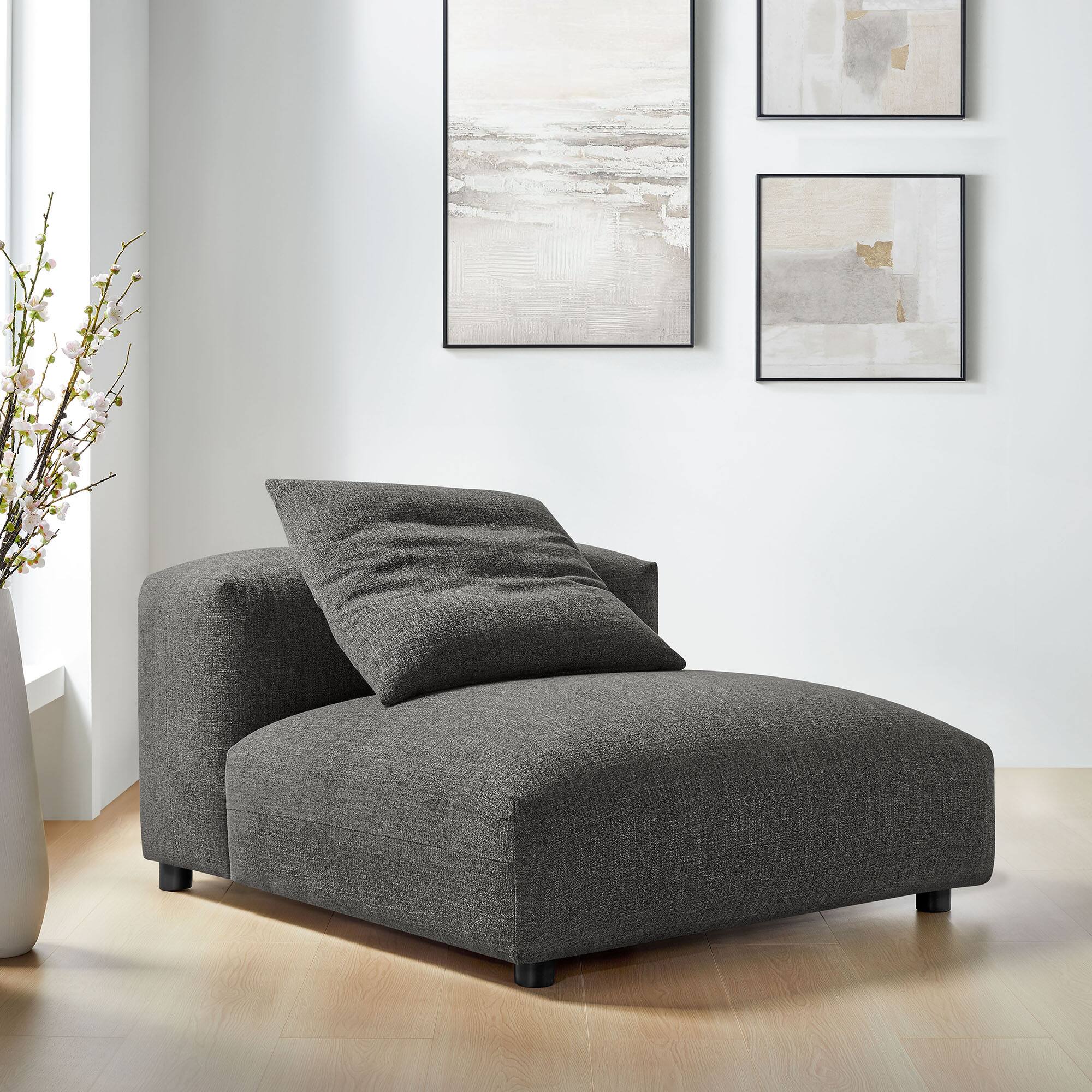 Alt View 7. Modway - Solace Modular Upholstered Fabric Armless Chair by Modway - Charcoal.