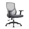 Front. LeisureMod - Glen Office Chair Upholstered Cotton Mid-Back Mesh Computer Chair with Adjustable Height, Swivel and Tilt - Grey.