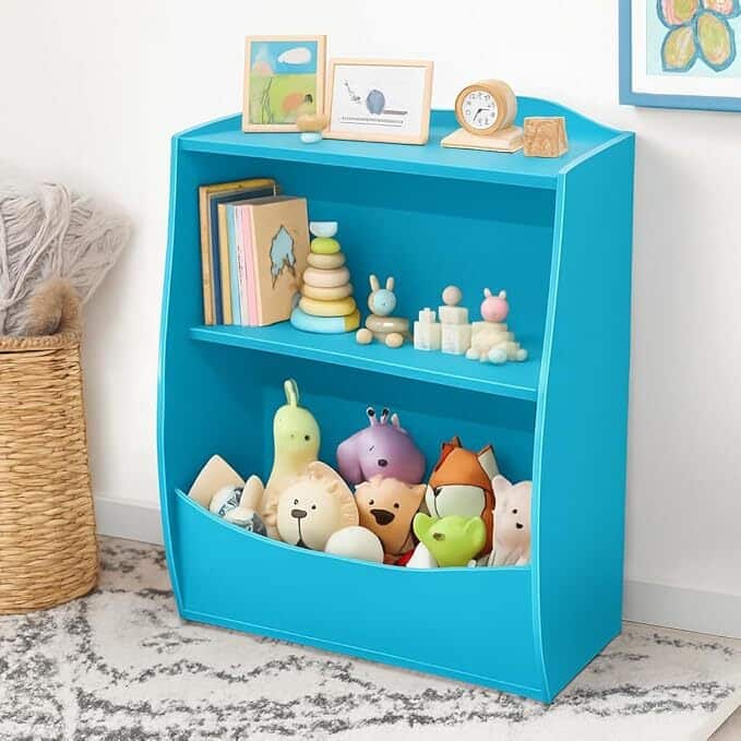 GARVEE - Kids Bookshelf, Toy Storage Organizer, Children's Toy Storage Cubby, for Children's Room, Playroom - Blue