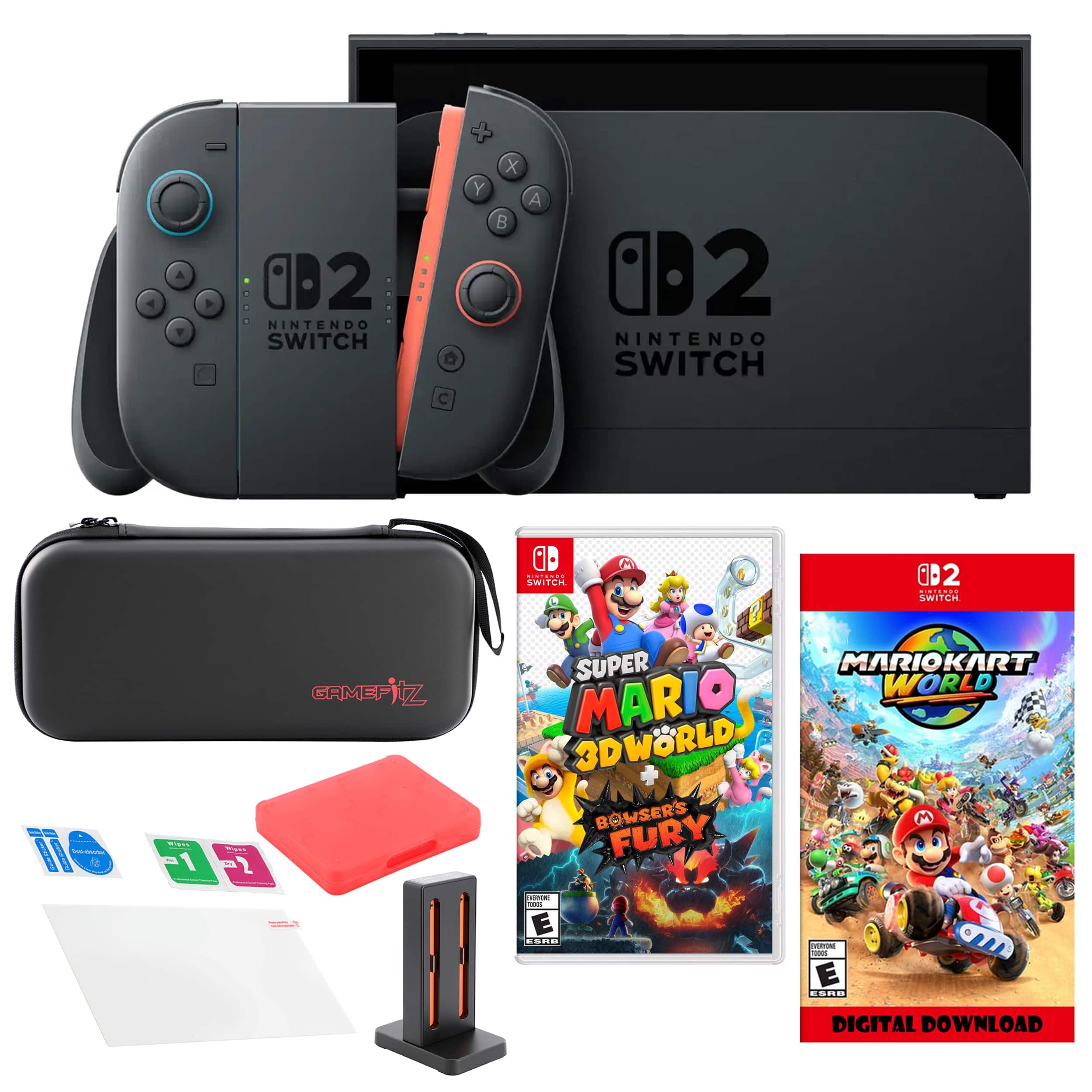 Switch 2 MarioKart with Bowsers Fury & Accessories Kit - Nintendo Switch 2