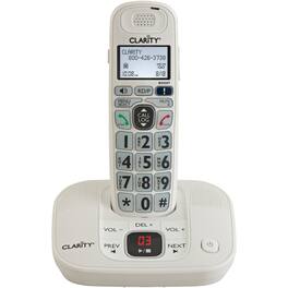 Clarity - 1-Cordless Handset DECT 6.0 40-dB Amplified Expandable Phone System for Landlines, Answering System, Big Buttons - White