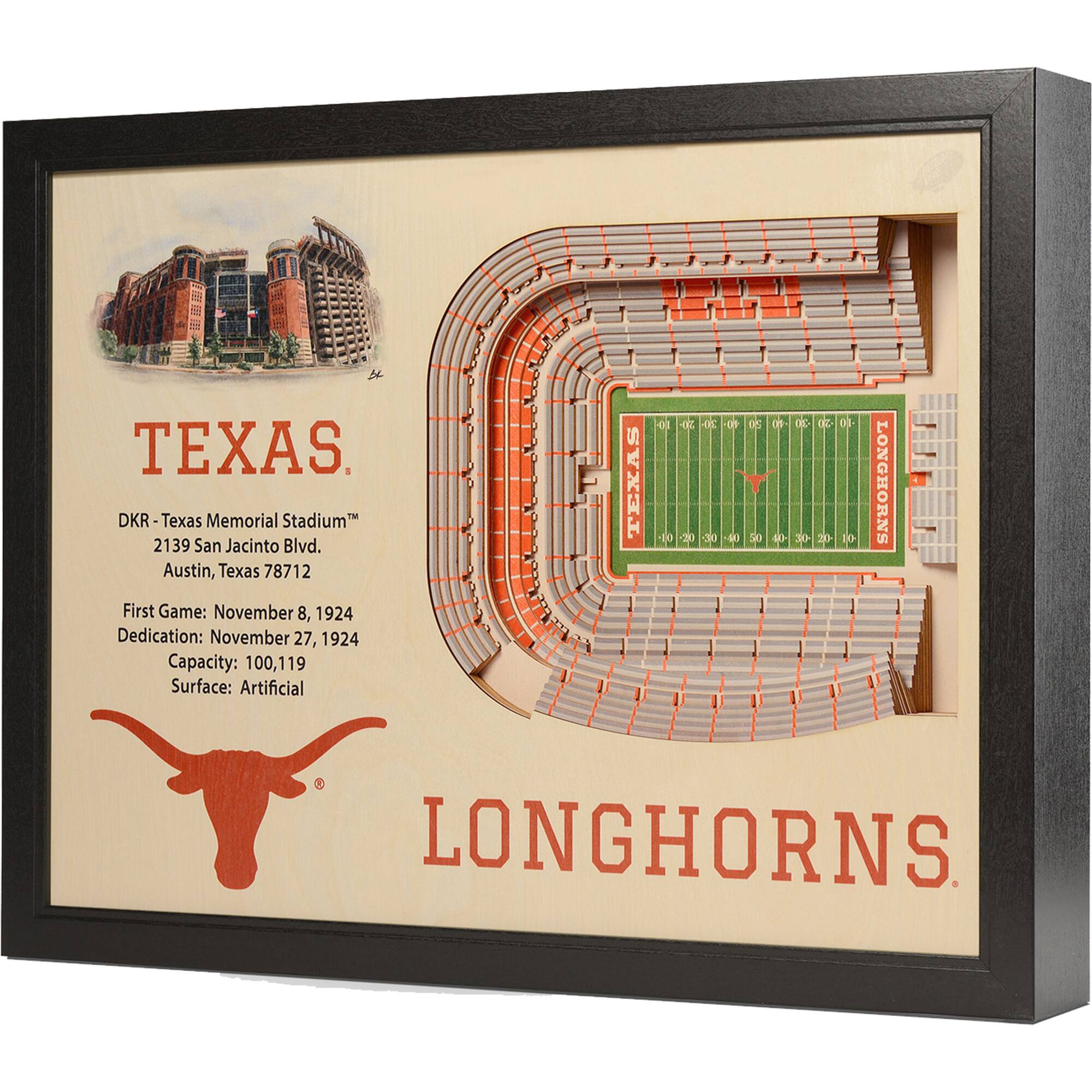 Texas Longhorns 25.5" x 19.5" Darrel K. Royal-Texas Memorial Stadium Stadium Views Wall Art