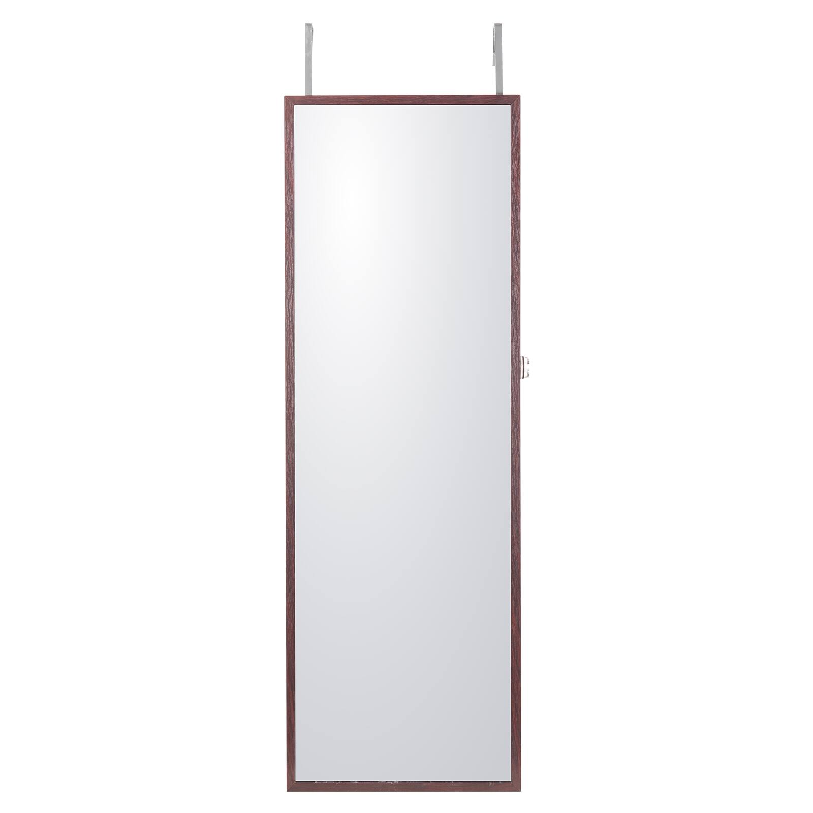 Alt View 5. VEVOR - Mirror Jewelry Cabinet, 42.52-Inch Tall Lockable Jewelry Cabinet Armoire, Wall or Door Mounted Jewelry Mirror Organizer - Brown.