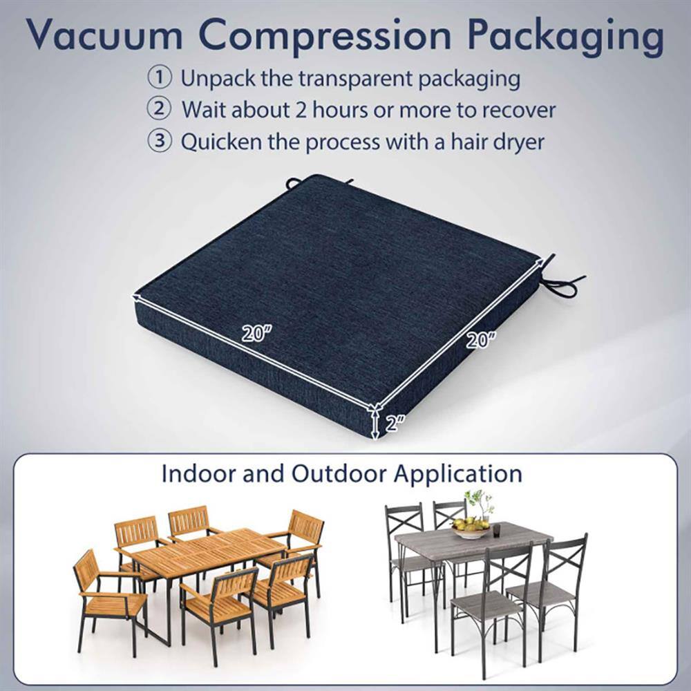 Vacuum Compression Packaging

1. Unpack the transparent packaging
2. Wait about 2 hours or more to recover
3. Quicken the process with a hair dryer

Indoor and Outdoor Application

20" x 20" x 2"
