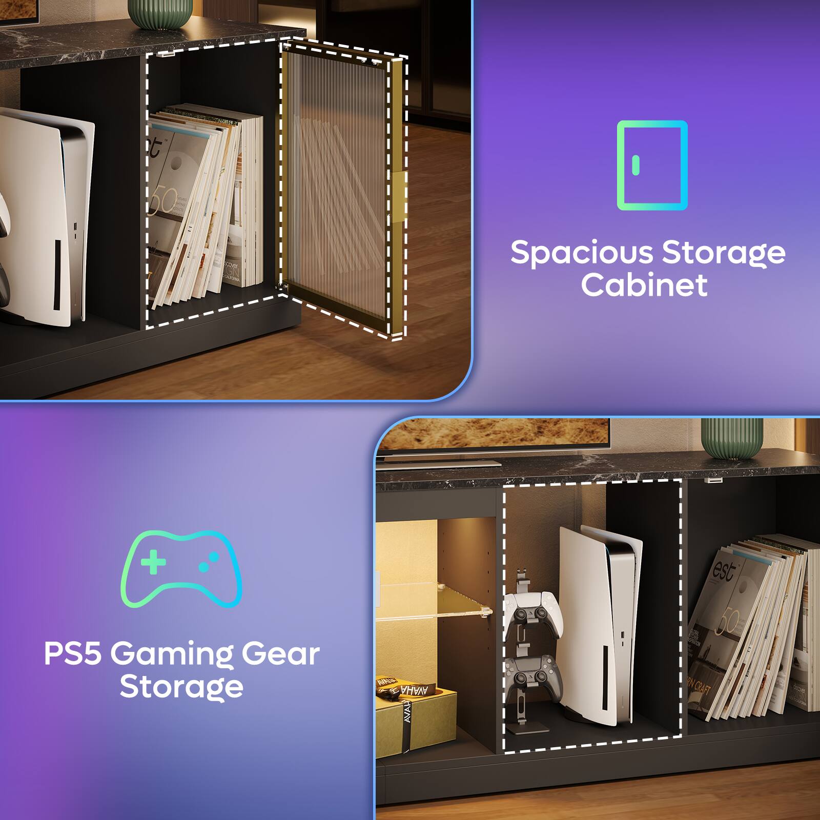 Spacious Storage Cabinet + PS5 Gaming Gear Storage H + Avaha Avah NCUFT