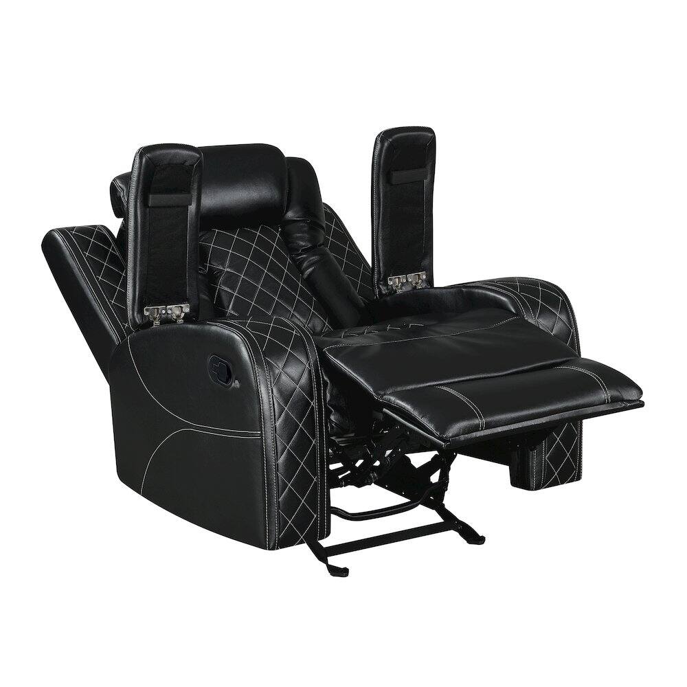 Left. New Classic Furniture - Orion II Faux Leather Glider Recliner - Black.