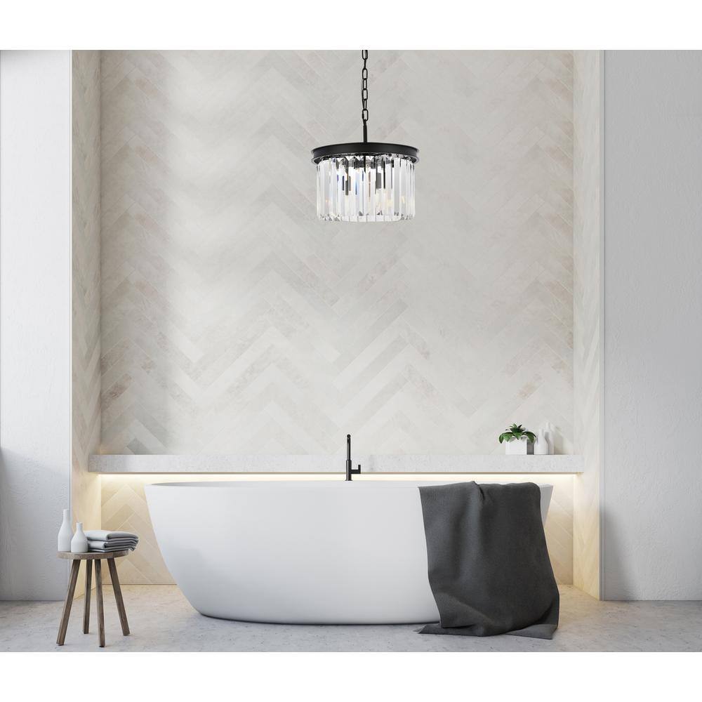 Alt View 2. Urban Classic - Sydney 3 light Matte Black Pendant Clear Royal Cut Crystal - Matte Black.