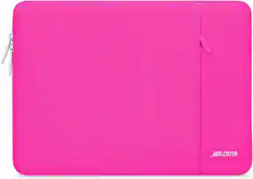 Front. mosiso - 14 inch Laptop Sleeve with Pocket, Polyester Vertical Case for ASUS Acer, HP Stream, Dell Latitude, Lenovo IdeaPad - Bright Rose.
