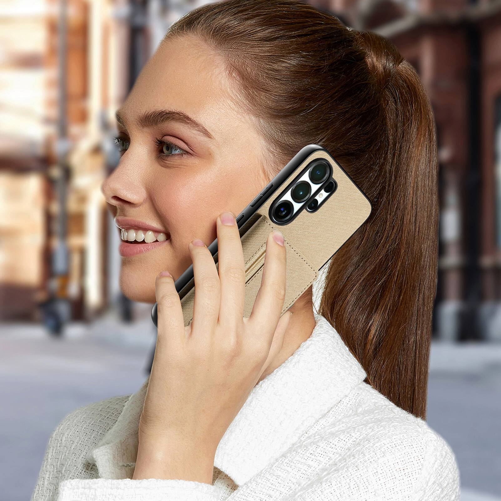Alt View 1. Dteck - Zipper Pocket Wallet Case for Samsung Galaxy S26 Ultra, PU Leather Shockproof Protective Cover with Magnetic Closure - Khaki.