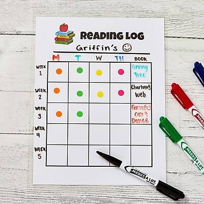 **Reading Log**

**Griffin's**

| M | T | W | TH | BOOK |
|---|---|---|----|------|
| WEEK 1 | | | | Giving Tree |
| WEEK 2 | | | | Charlotte's Web |
| WEEK 3 | | | | Charlotte's Web |
| WEEK 4 | | | | Cam + Dm1.6 |
| WEEK 5 | | | | |

**Notes:**
- MARI MARKS A LOT.
- MARI MARKS A LOT.