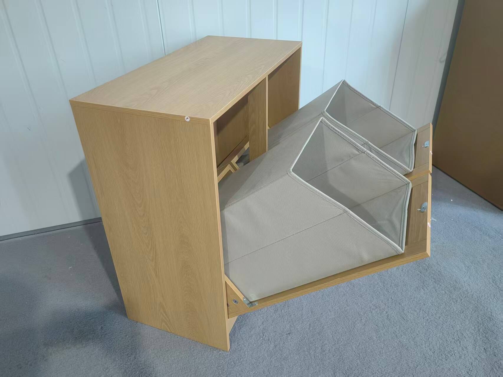 Alt View 4. Loheer - Loheer Tilt Out Laundry Hamper Cabinet Oak Hidden Bathroom Laundry Sorter with Removable Baskets - Oak.