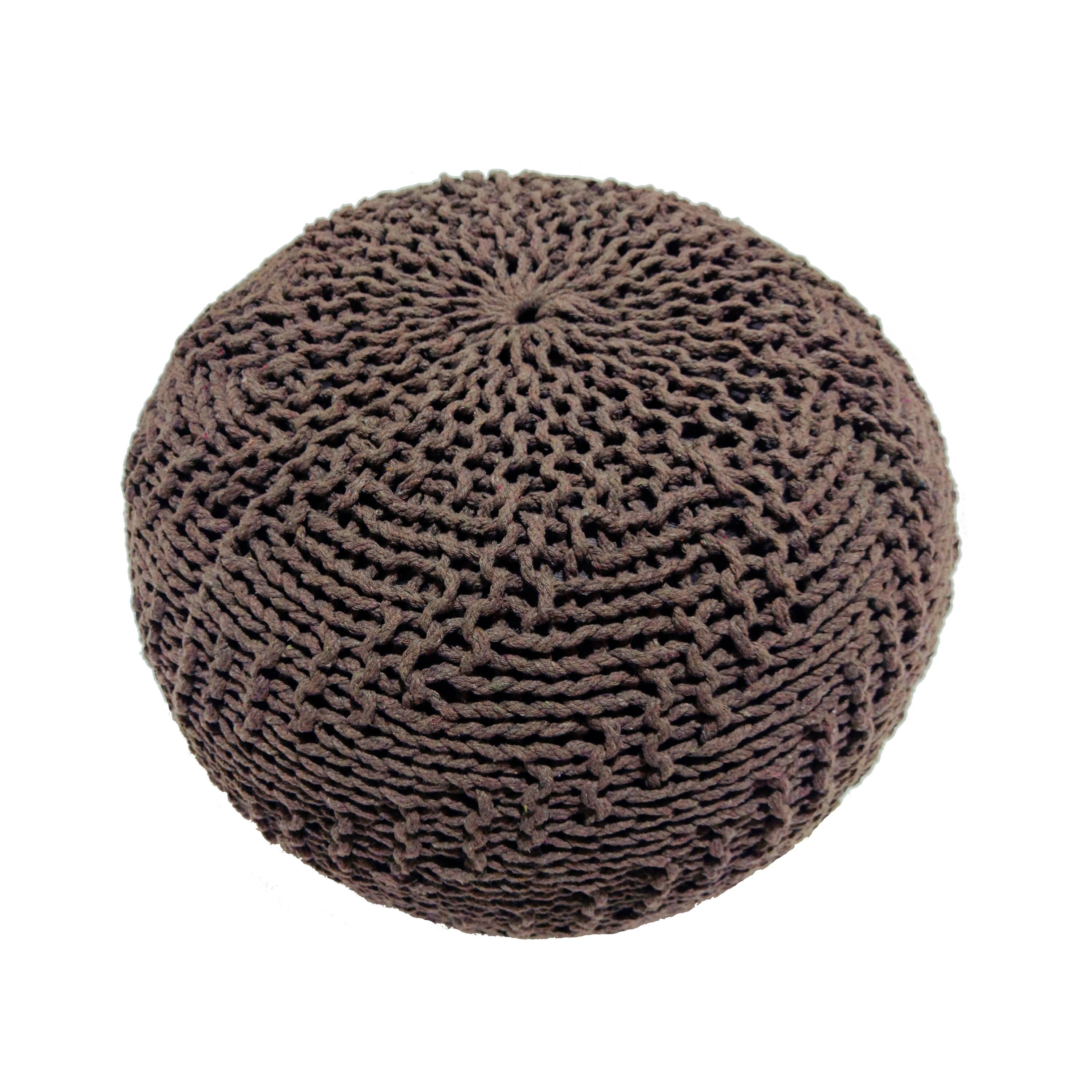 Alt View 1. GOODSILO - Modern Round Knit Weave Pouf Ottoman with Eco-Friendly Materials for Indoor and Outdoor Seating - PET.